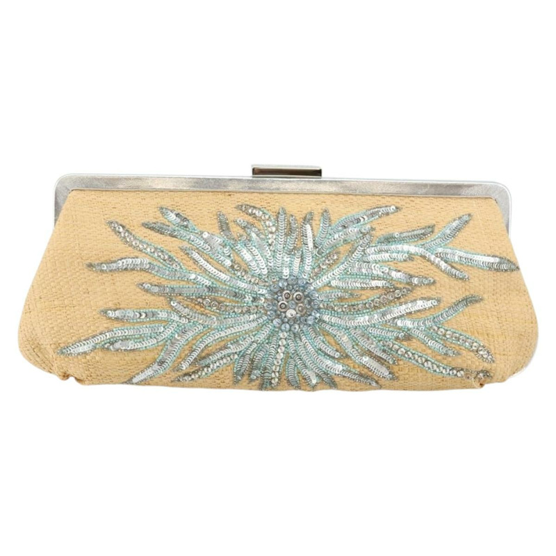 【日本直送】蒂芬妮 (TIFFANY&Co.) 草編手拿包 米色 銀色 正品 BA6190-12