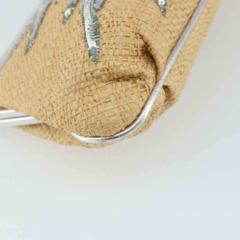 【日本直送】蒂芬妮 (TIFFANY&Co.) 草編手拿包 米色 銀色 正品 BA6190-13