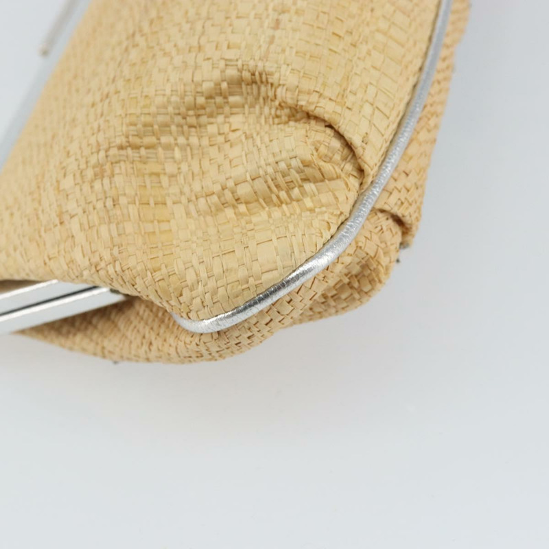 【日本直送】蒂芬妮 (TIFFANY&Co.) 草編手拿包 米色 銀色 正品 BA6190-15