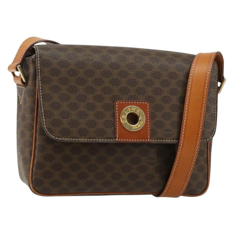 【日本直送】CELINE Macadam帆布肩背包 PVC皮革 棕色 金色 正品 143496-0