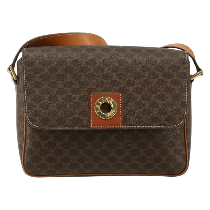 【日本直送】CELINE Macadam帆布肩背包 PVC皮革 棕色 金色 正品 143496-12