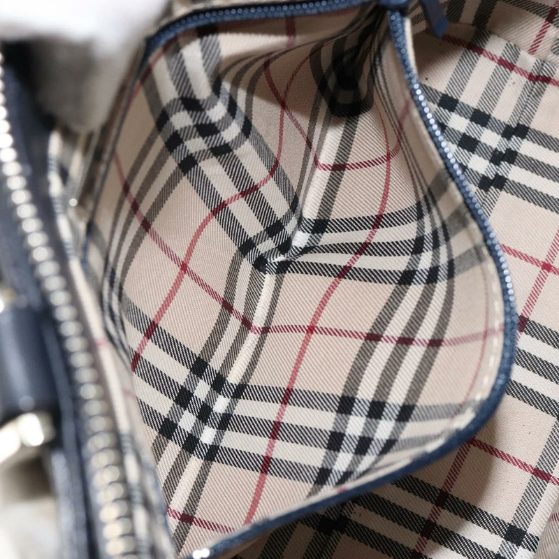 【日本直送】BURBERRY 手提包 皮革 海軍藍 銀色 正品 BA6227-18