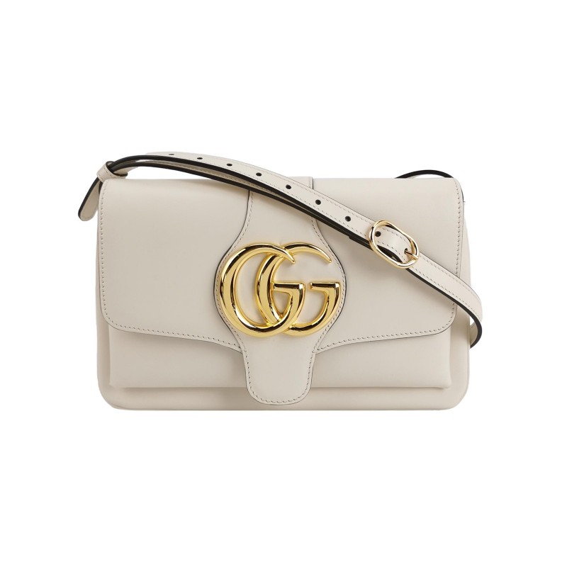 Gucci Arli 小號牛皮純色雙G標誌斜挎包單肩包-0
