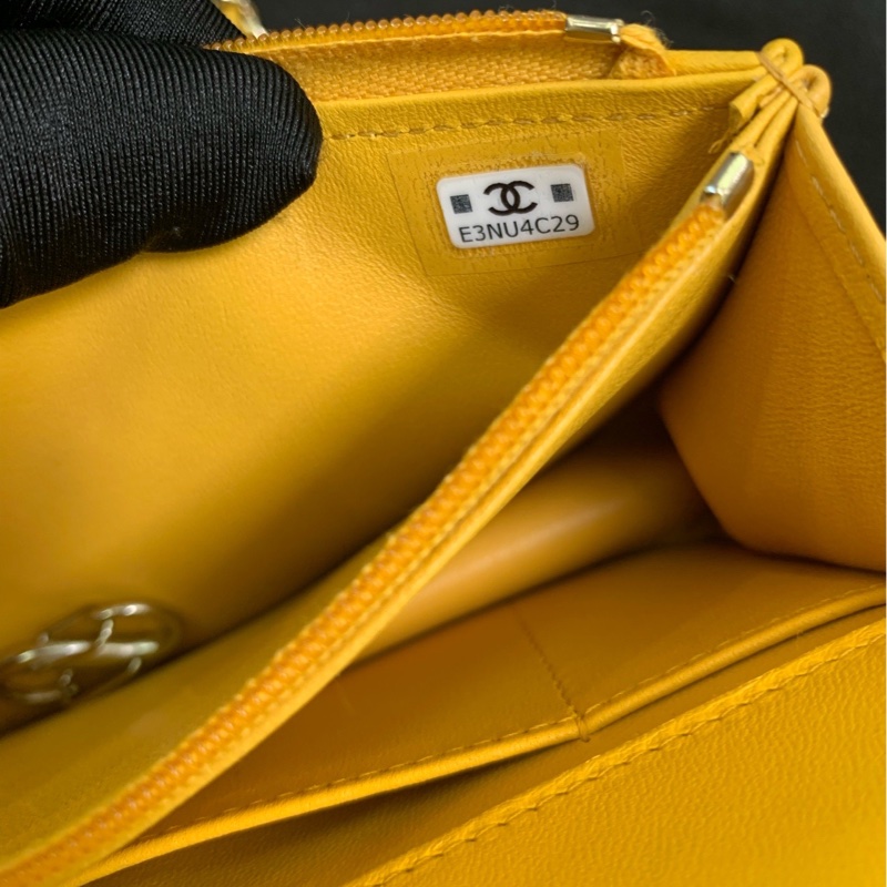 Chanel 芯片款 手柄woc 黃色 尺寸約17x10×3.3cm-4