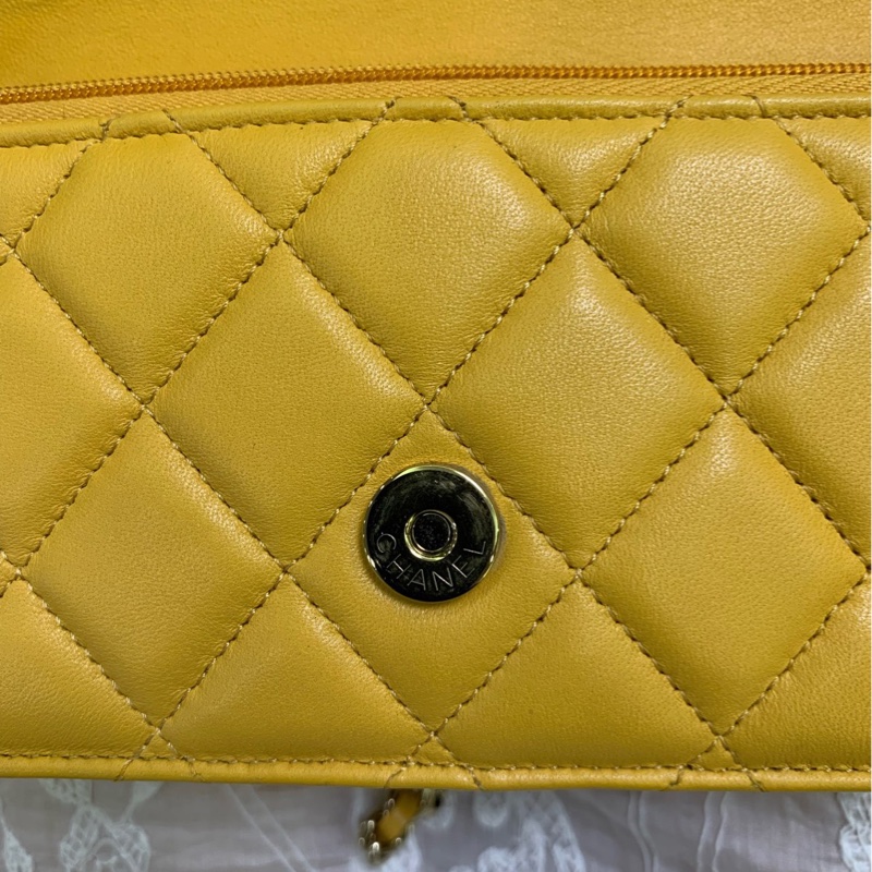 Chanel 芯片款 手柄woc 黃色 尺寸約17x10×3.3cm-6