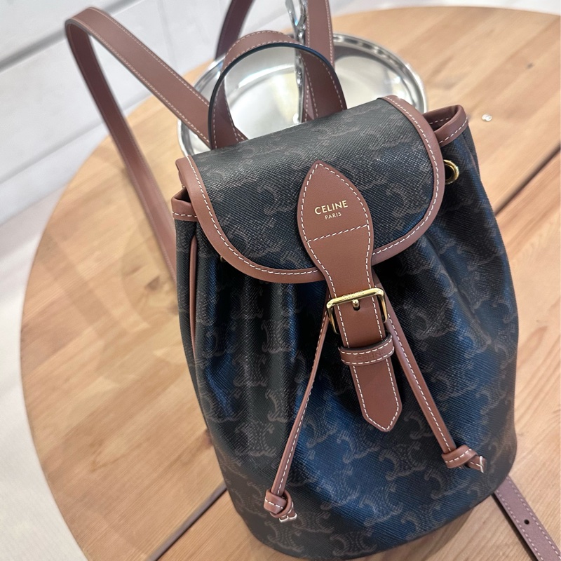 【全🆕】 Celine Folco mini 書包老花帆布拼牛皮背包 Backpack mini-0