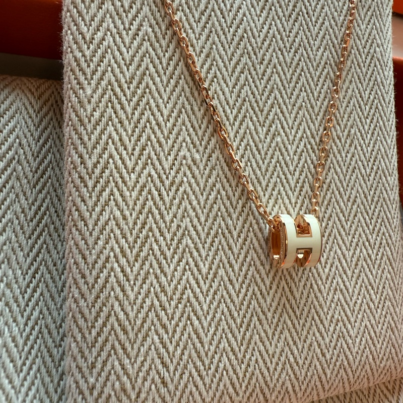 💖Hermes mini Pop H 項鍊💖 白玫瑰金 全新-1