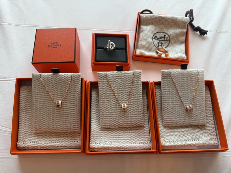 💖Hermes mini Pop H 項鍊💖 白玫瑰金 全新-4