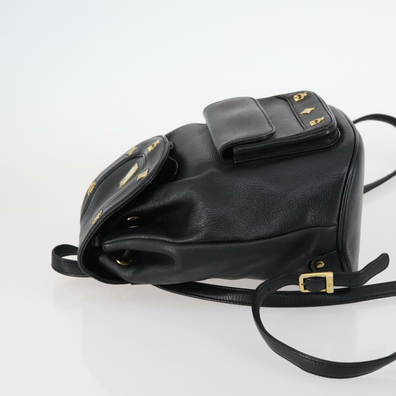 【日本直送】MCM鉚釘雙肩包,黑色皮革,金色,正品編號144411-3