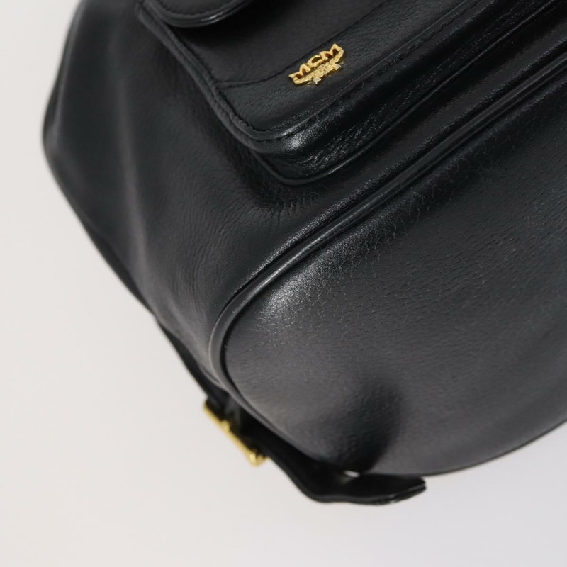 【日本直送】MCM鉚釘雙肩包,黑色皮革,金色,正品編號144411-15