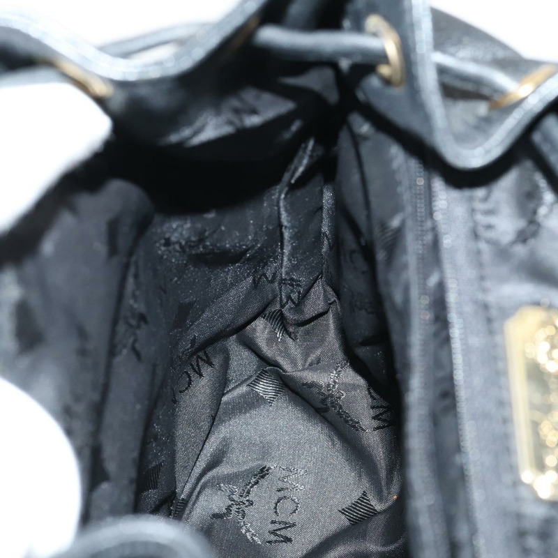 【日本直送】MCM鉚釘雙肩包,黑色皮革,金色,正品編號144411-22