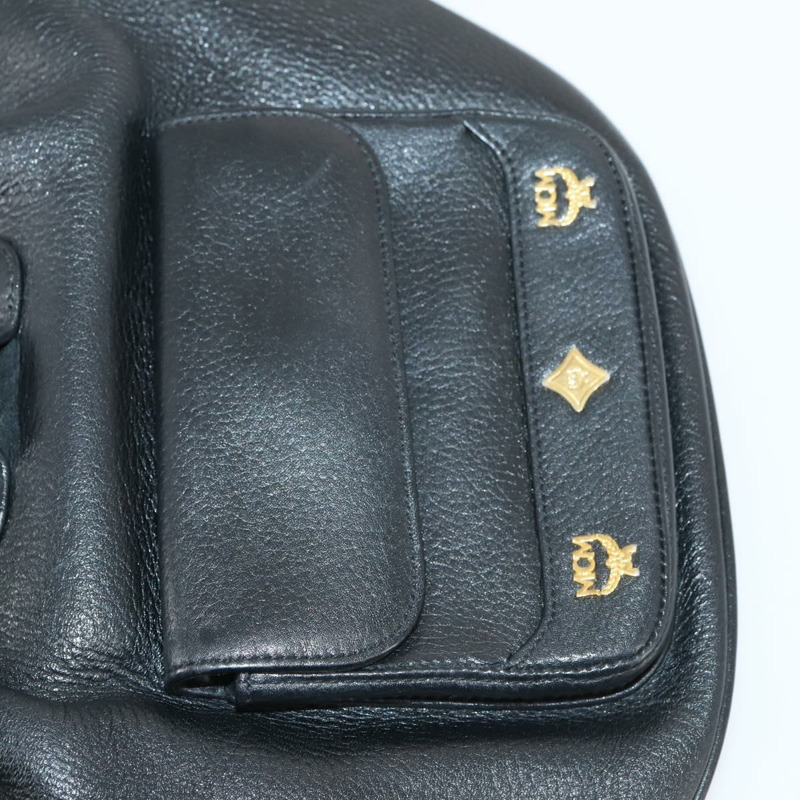 【日本直送】MCM鉚釘雙肩包,黑色皮革,金色,正品編號144411-23