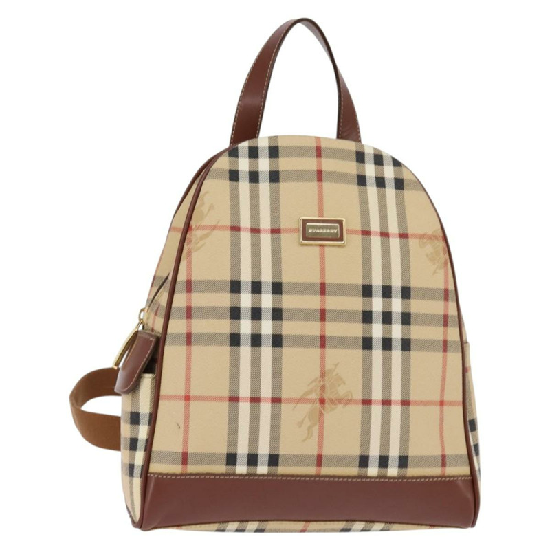 【日本直送】BURBERRY Nova 格紋雙肩包 PVC 米色 金色 正品 144466-0