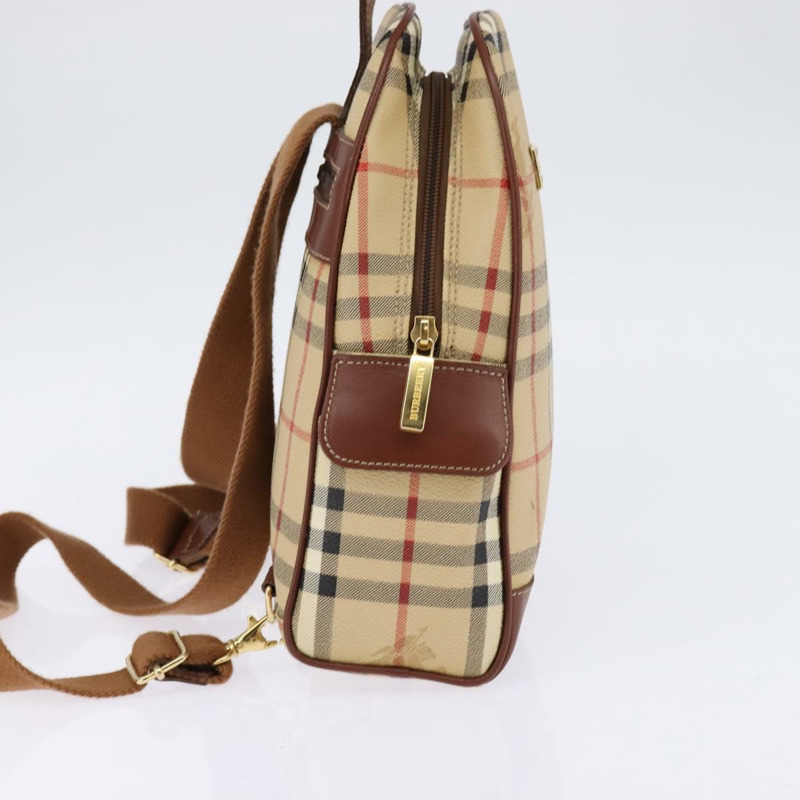【日本直送】BURBERRY Nova 格紋雙肩包 PVC 米色 金色 正品 144466-3