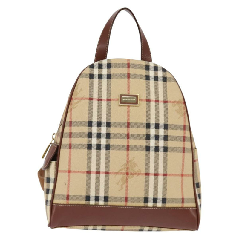 【日本直送】BURBERRY Nova 格紋雙肩包 PVC 米色 金色 正品 144466-12