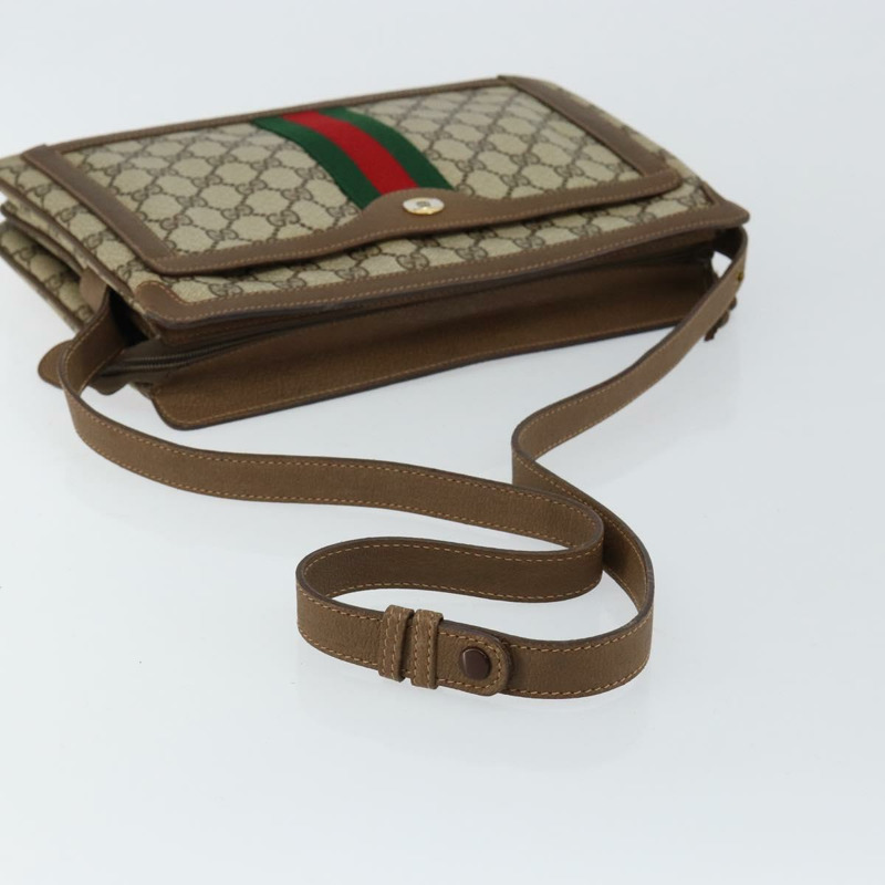 【日本直送】GUCCI GG Supreme Web Sherry Line 手提包 PVC 米色 金色 14 02 013 正品 144420-6