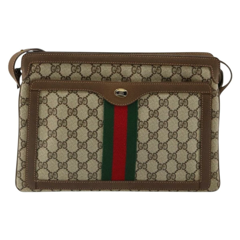 【日本直送】GUCCI GG Supreme Web Sherry Line 手提包 PVC 米色 金色 14 02 013 正品 144420-12