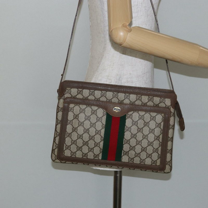 【日本直送】GUCCI GG Supreme Web Sherry Line 手提包 PVC 米色 金色 14 02 013 正品 144420-22