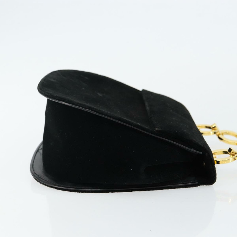 【日本直送】Salvatore Ferragamo Gancini 天鵝絨單肩包 黑色 金色 正品 144388-2