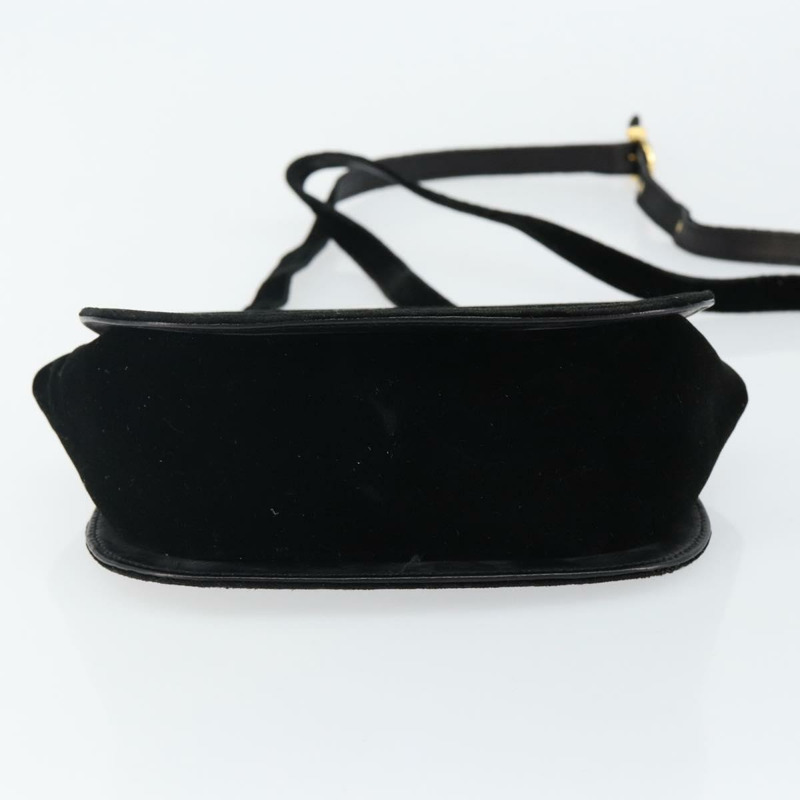 【日本直送】Salvatore Ferragamo Gancini 天鵝絨單肩包 黑色 金色 正品 144388-4