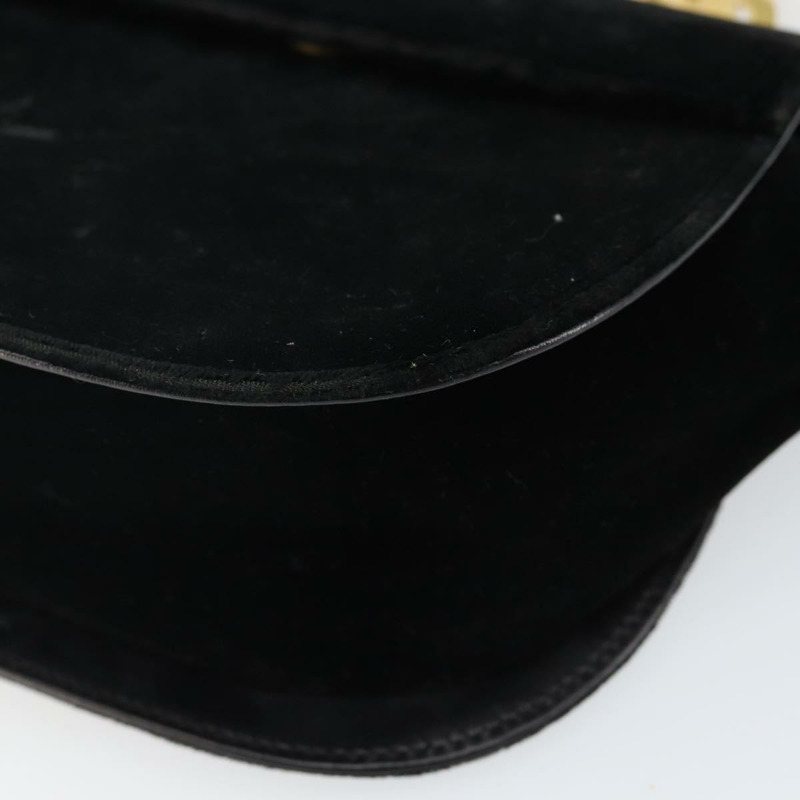 【日本直送】Salvatore Ferragamo Gancini 天鵝絨單肩包 黑色 金色 正品 144388-8