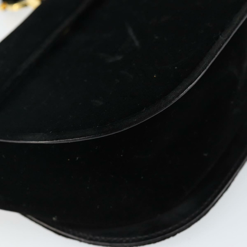 【日本直送】Salvatore Ferragamo Gancini 天鵝絨單肩包 黑色 金色 正品 144388-13