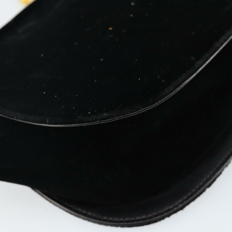 【日本直送】Salvatore Ferragamo Gancini 天鵝絨單肩包 黑色 金色 正品 144388-15