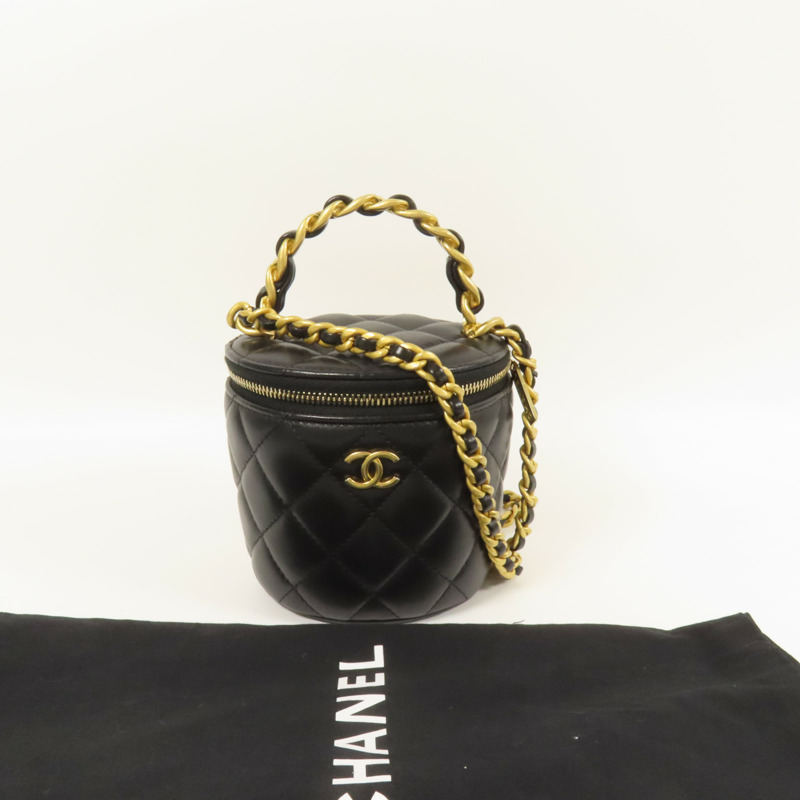 CHANEL 牛皮皮革Chain Shoulder金扣手挽肩背兩用袋-10