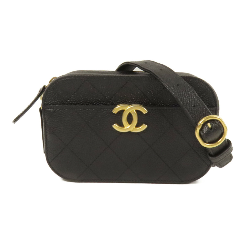 CHANEL 牛皮皮革Chain Shoulder金扣肩背袋-0