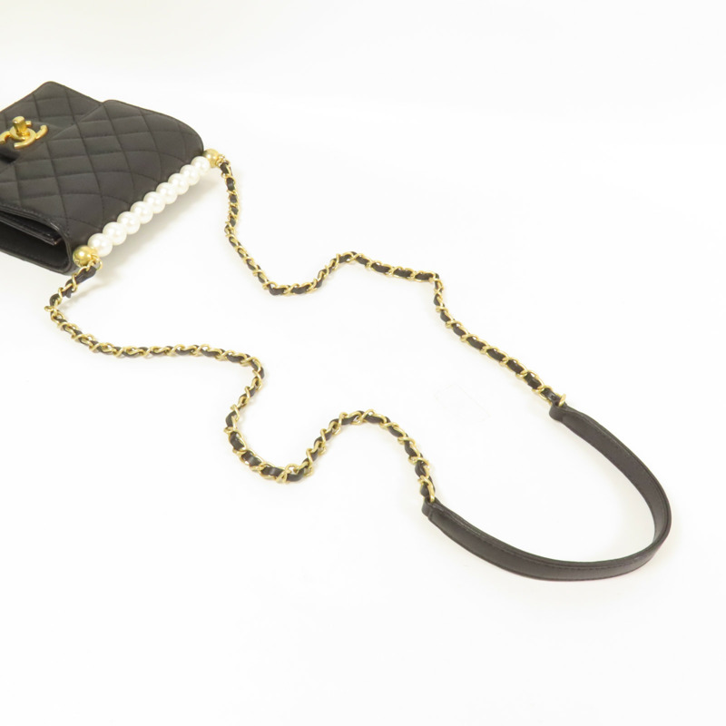 CHANEL 牛皮皮革Chain Shoulder金扣肩背袋-5