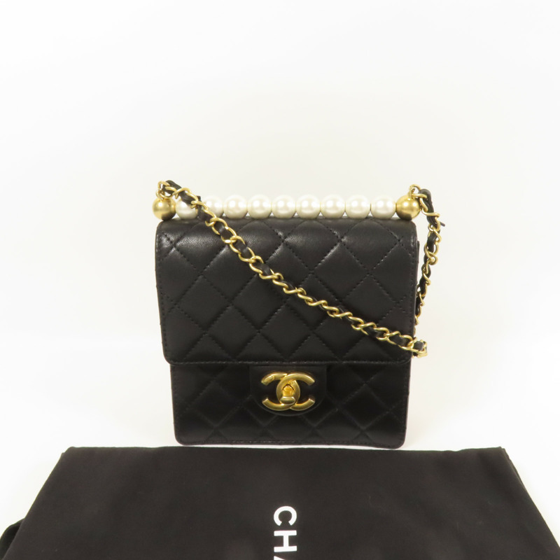 CHANEL 牛皮皮革Chain Shoulder金扣肩背袋-10
