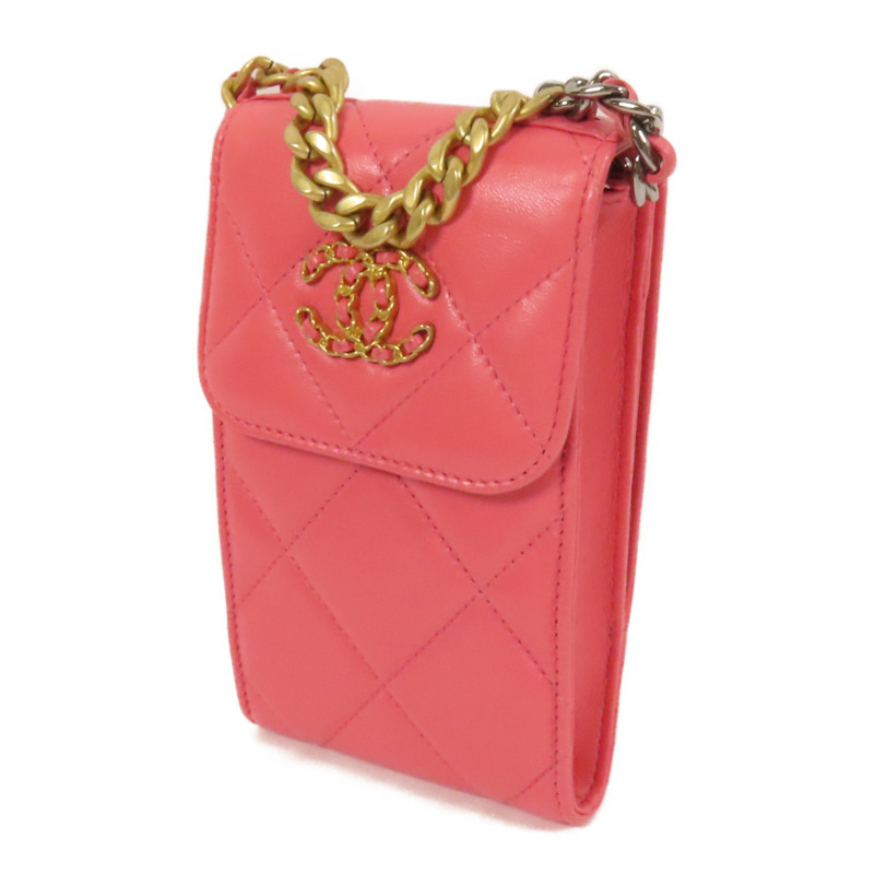 CHANEL 牛皮皮革Chain Shoulder金扣鏈帶肩背袋-2