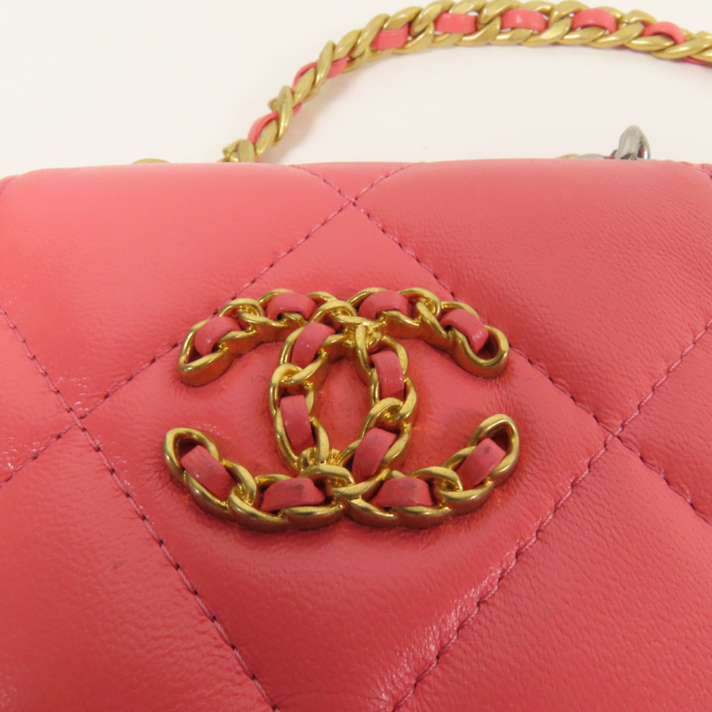 CHANEL 牛皮皮革Chain Shoulder金扣鏈帶肩背袋-6