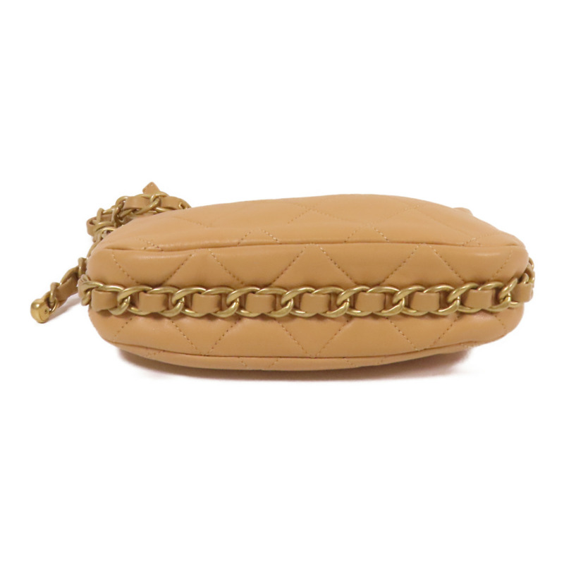 CHANEL 牛皮皮革Chain Shoulder金扣鏈帶肩背袋-3