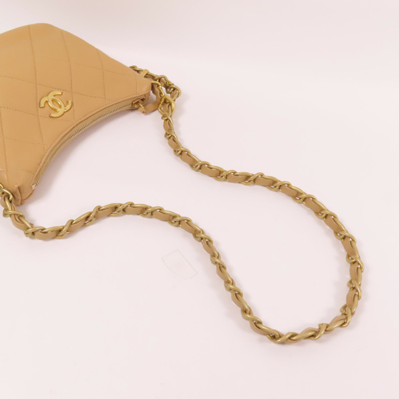 CHANEL 牛皮皮革Chain Shoulder金扣鏈帶肩背袋-4