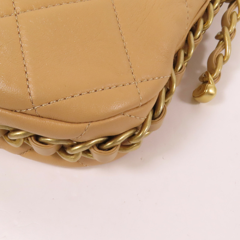 CHANEL 牛皮皮革Chain Shoulder金扣鏈帶肩背袋-13