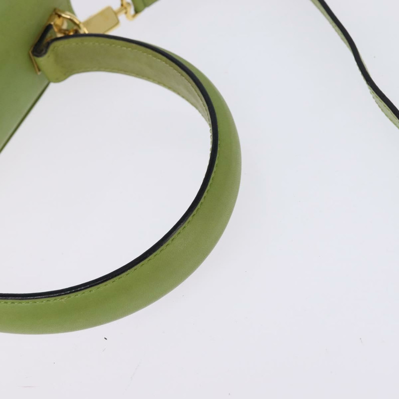 【日本直送】Salvatore Ferragamo Gancini 手提包 皮革 2way 綠金色 Auth 144432-6