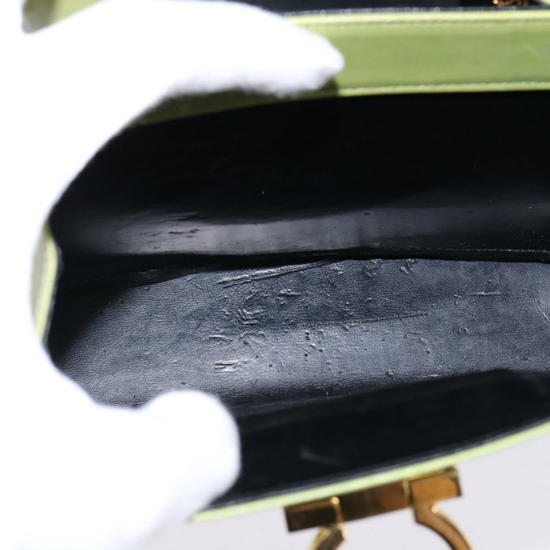 【日本直送】Salvatore Ferragamo Gancini 手提包 皮革 2way 綠金色 Auth 144432-9