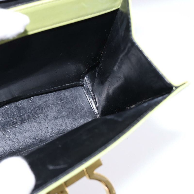 【日本直送】Salvatore Ferragamo Gancini 手提包 皮革 2way 綠金色 Auth 144432-20