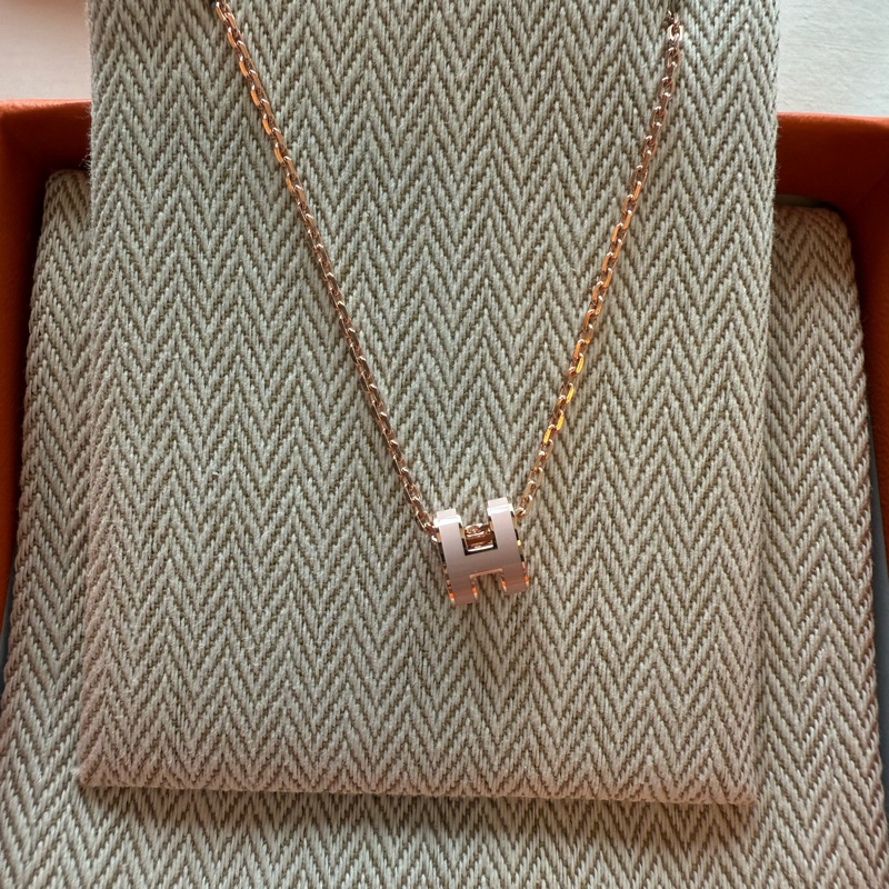 💖Hermes mini Pop H 項鍊💖 粉玫瑰金 全新-0