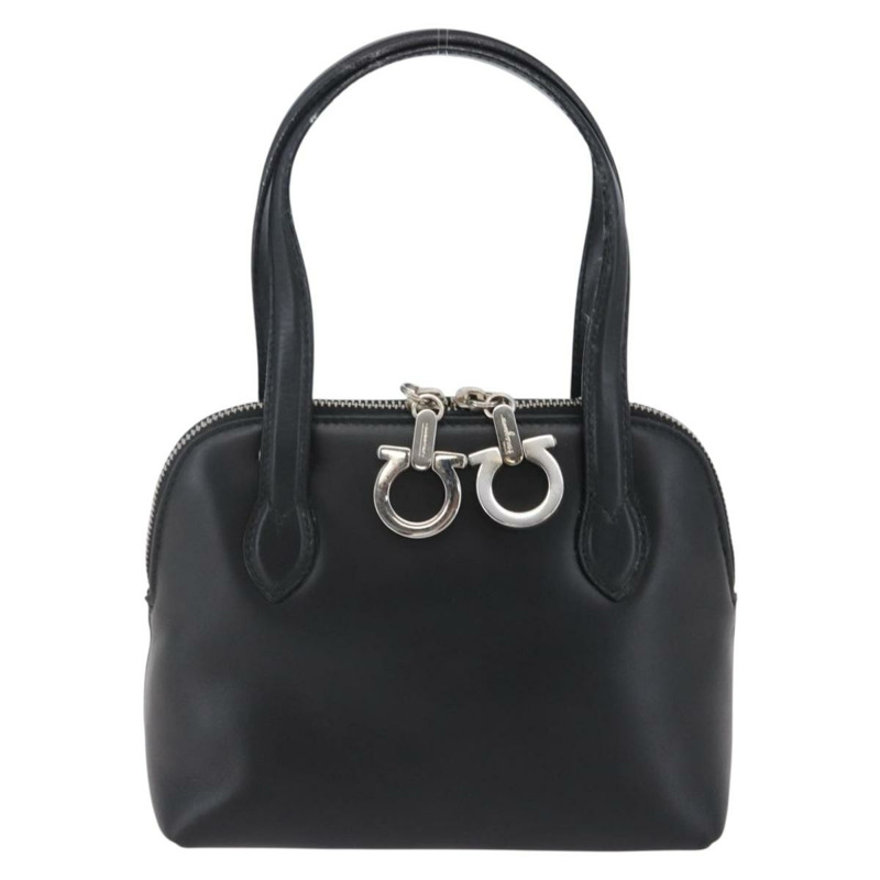 【日本直送】Salvatore Ferragamo Gancini 手提包 皮革 黑色 銀色 正品 135346-12