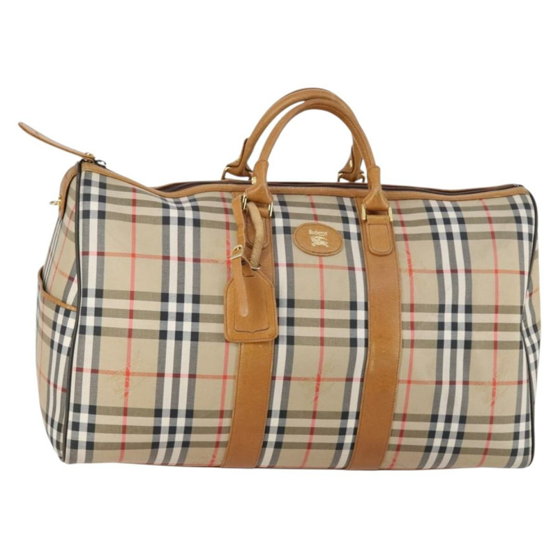 【日本直送】Burberrys Nova 格紋波士頓包 帆布 米色 金色 正品 144621-0