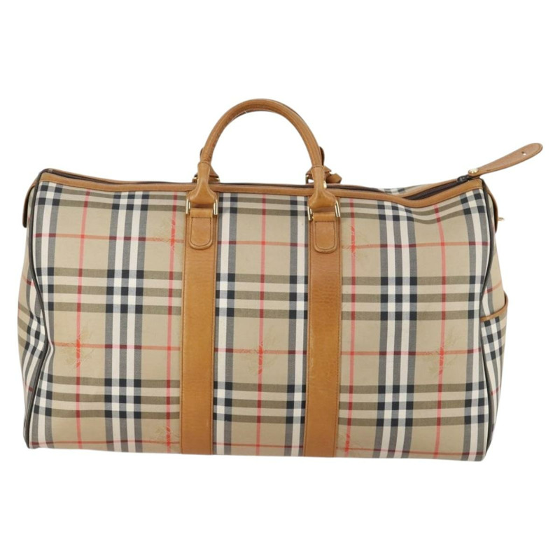 【日本直送】Burberrys Nova 格紋波士頓包 帆布 米色 金色 正品 144621-1