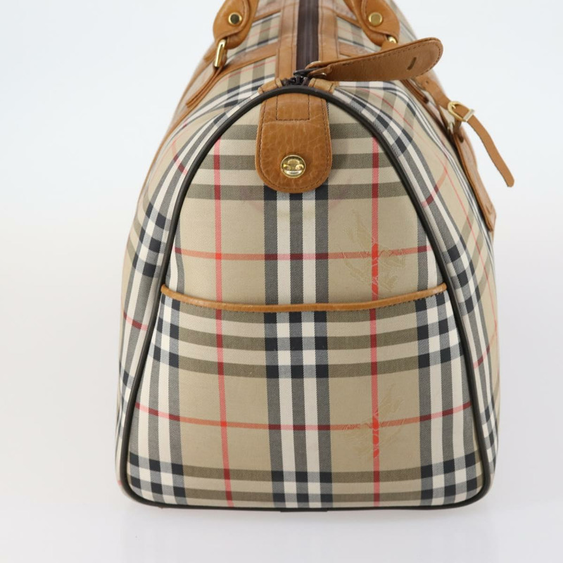 【日本直送】Burberrys Nova 格紋波士頓包 帆布 米色 金色 正品 144621-3