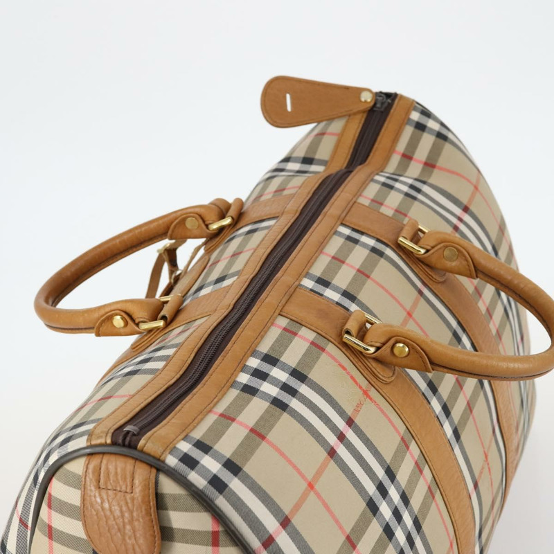 【日本直送】Burberrys Nova 格紋波士頓包 帆布 米色 金色 正品 144621-5