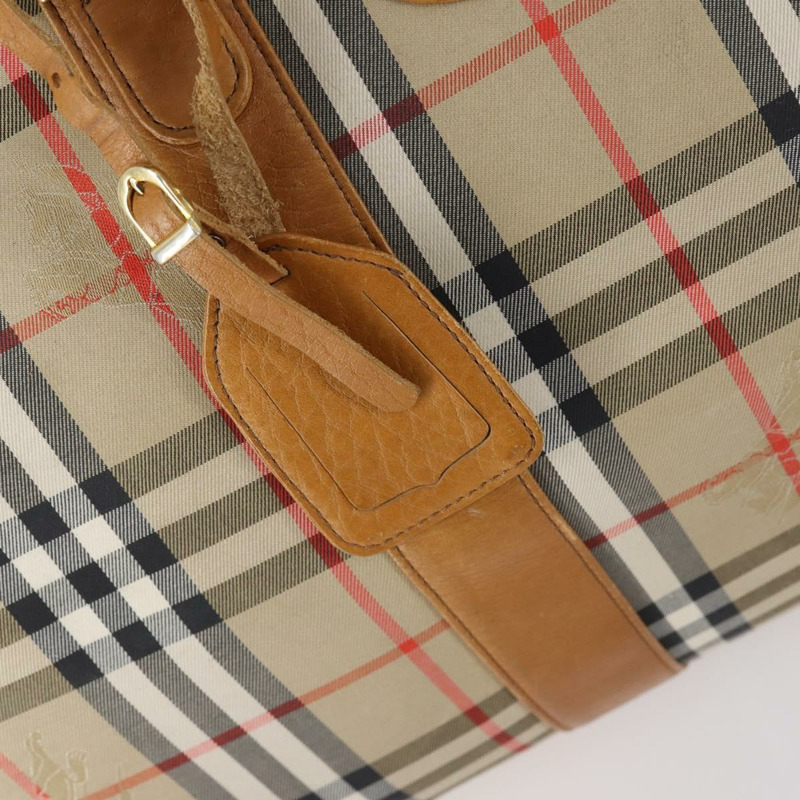 【日本直送】Burberrys Nova 格紋波士頓包 帆布 米色 金色 正品 144621-9