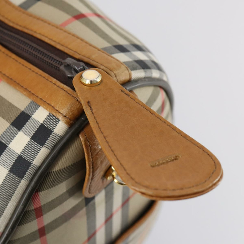 【日本直送】Burberrys Nova 格紋波士頓包 帆布 米色 金色 正品 144621-10