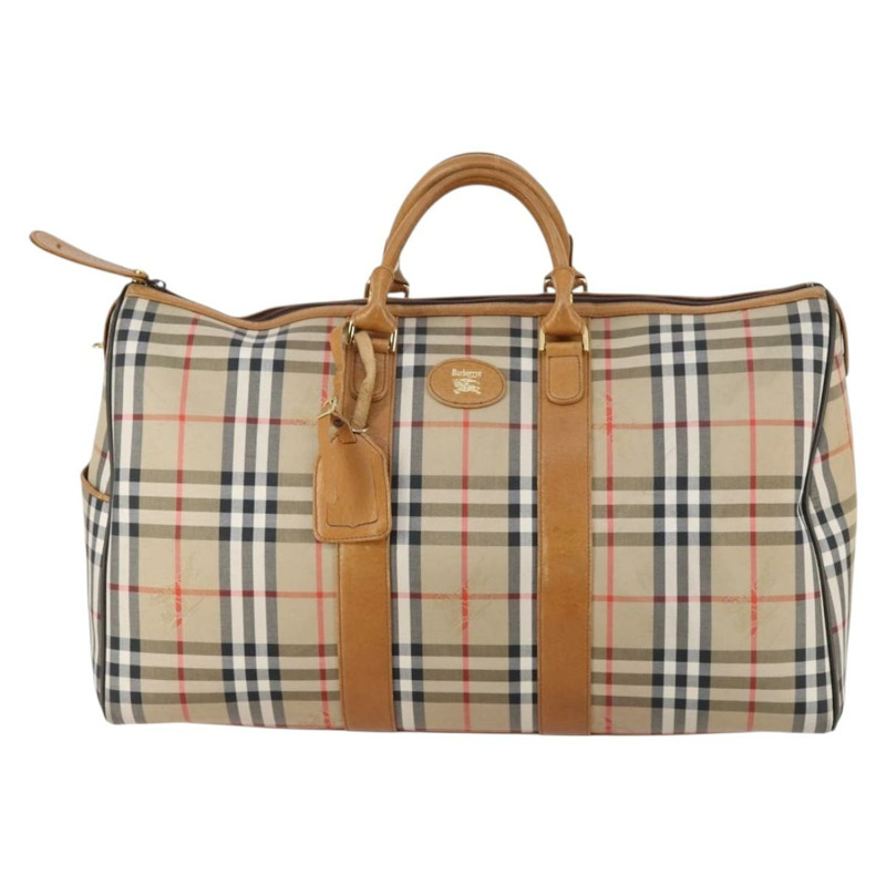 【日本直送】Burberrys Nova 格紋波士頓包 帆布 米色 金色 正品 144621-12