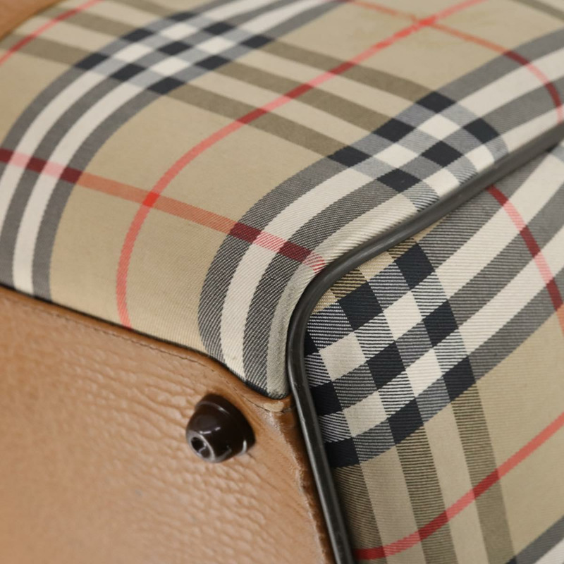 【日本直送】Burberrys Nova 格紋波士頓包 帆布 米色 金色 正品 144621-14