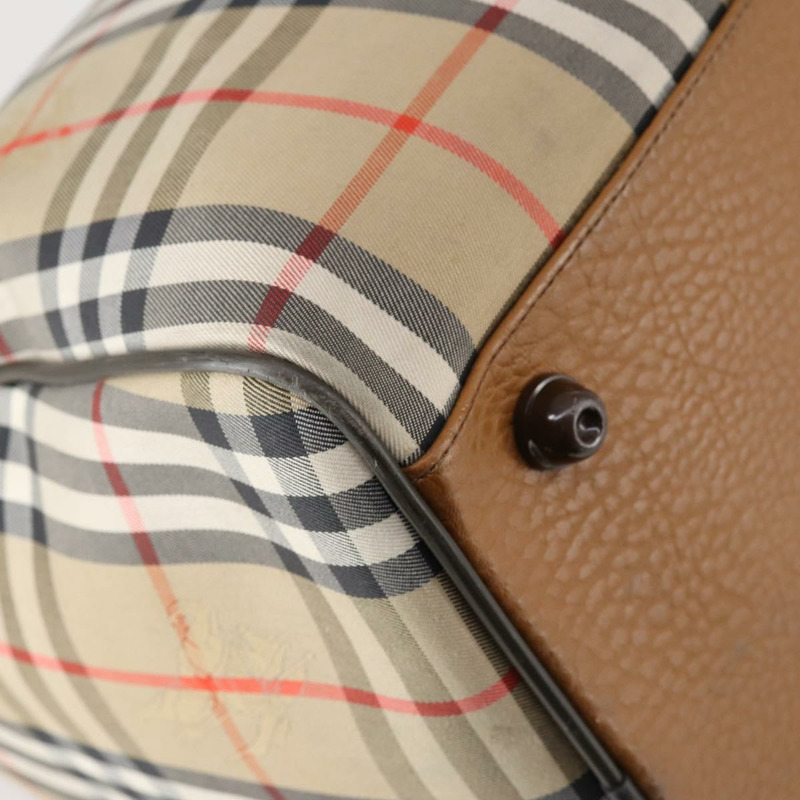 【日本直送】Burberrys Nova 格紋波士頓包 帆布 米色 金色 正品 144621-15